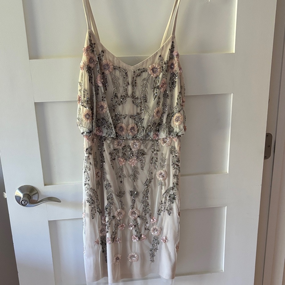 Elegant Floral Embellished and Beaded Dress